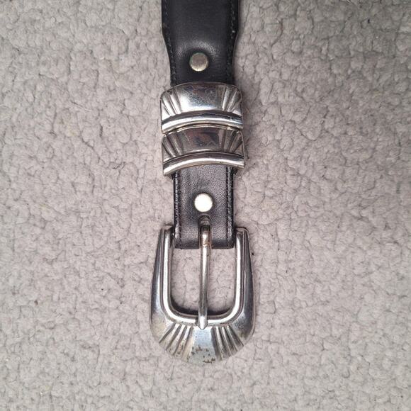 Vintage Nadim Belt 38 Black Leather Western Boho Cowgirl Festival 90s Patina USA main image 7